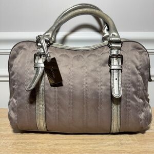 Calvin Klein Collection Silver Gray Satchel with‎ Textured Design